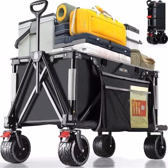 Carrello trasportabile per tutti i terreni con ruote larghe e maniglia regolabile