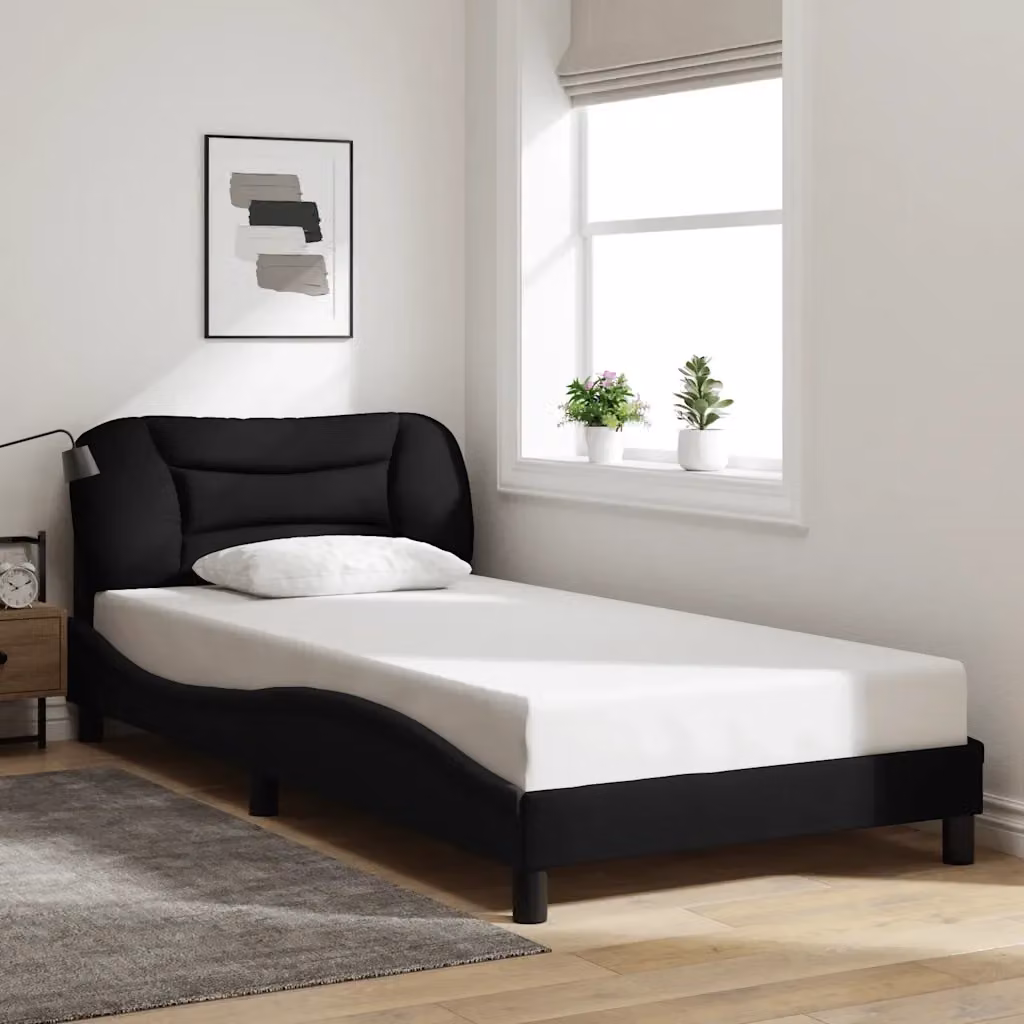Giroletto singolo Hvar nero in tessuto con struttura in legno e metallo L/P/H: 200 x 100 x 74,5 cm – 2