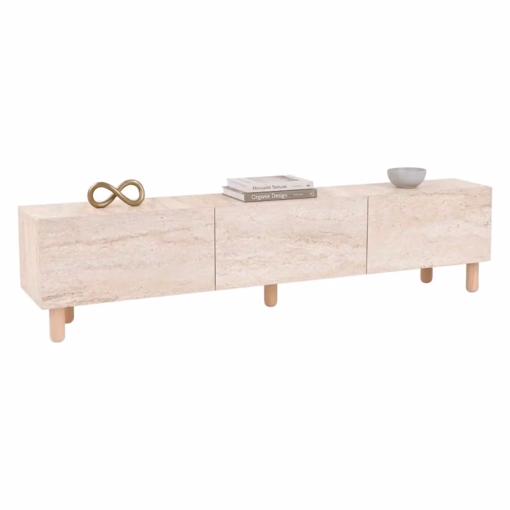 Mobile Porta TV Baluffi DMORA con 3 Ante, Colore Beige Marmo e Antracite, L/P/H: 180 x 31 x 42 cm – 2