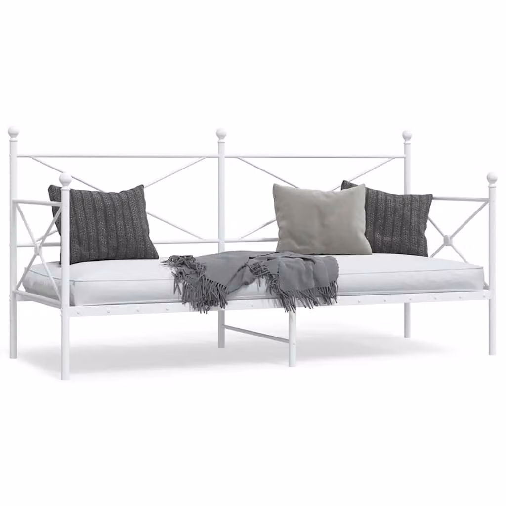 vidaXL Dormeuse in metallo bianca senza materasso L/P/H: 200 x 90 x 107 cm