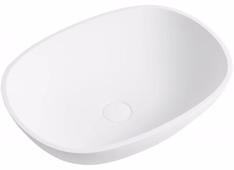 CERANO - Lavabo in marmo colato Libra - da appoggio - bianco opaco - 55x40 cm