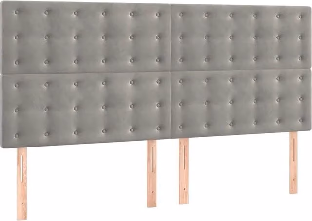 Testiera in velluto grigio chiaro con pannello imbottito L: 200 cm, P: 5 cm, H: 118/128 cm – 1