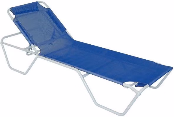 Set da 10 lettini impilabili in alluminio verniciato PREDA con tessuto Textilene blu per giardino e terrazza