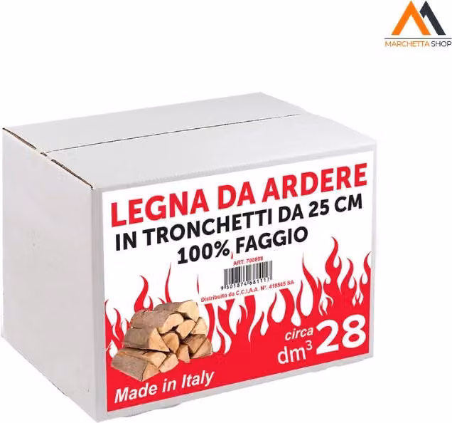10 cf LEGNA DI FAGGIO DA ARDERE 28 decimetri cubi - in scatola