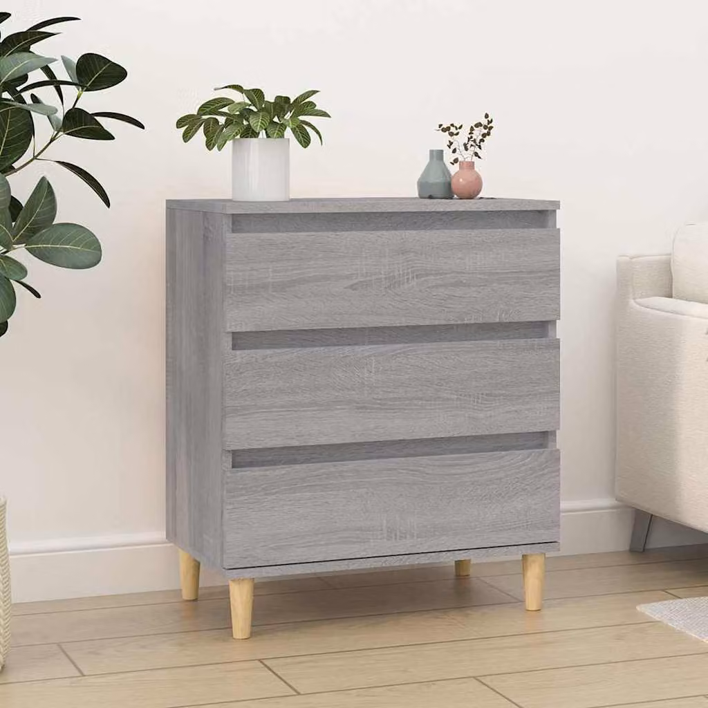 Credenza moderna vidaXL in legno multistrato e MDF, Grigio e Beige, L 60 cm x P 35 cm x H 70 cm