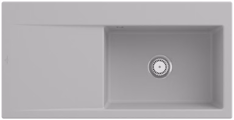 Lavello da cucina rettangolare Villeroy&Boch, lavello da cucina Subway Style 60 Steam grigio chiaro, 100x51cm, larghezza base 60 cm