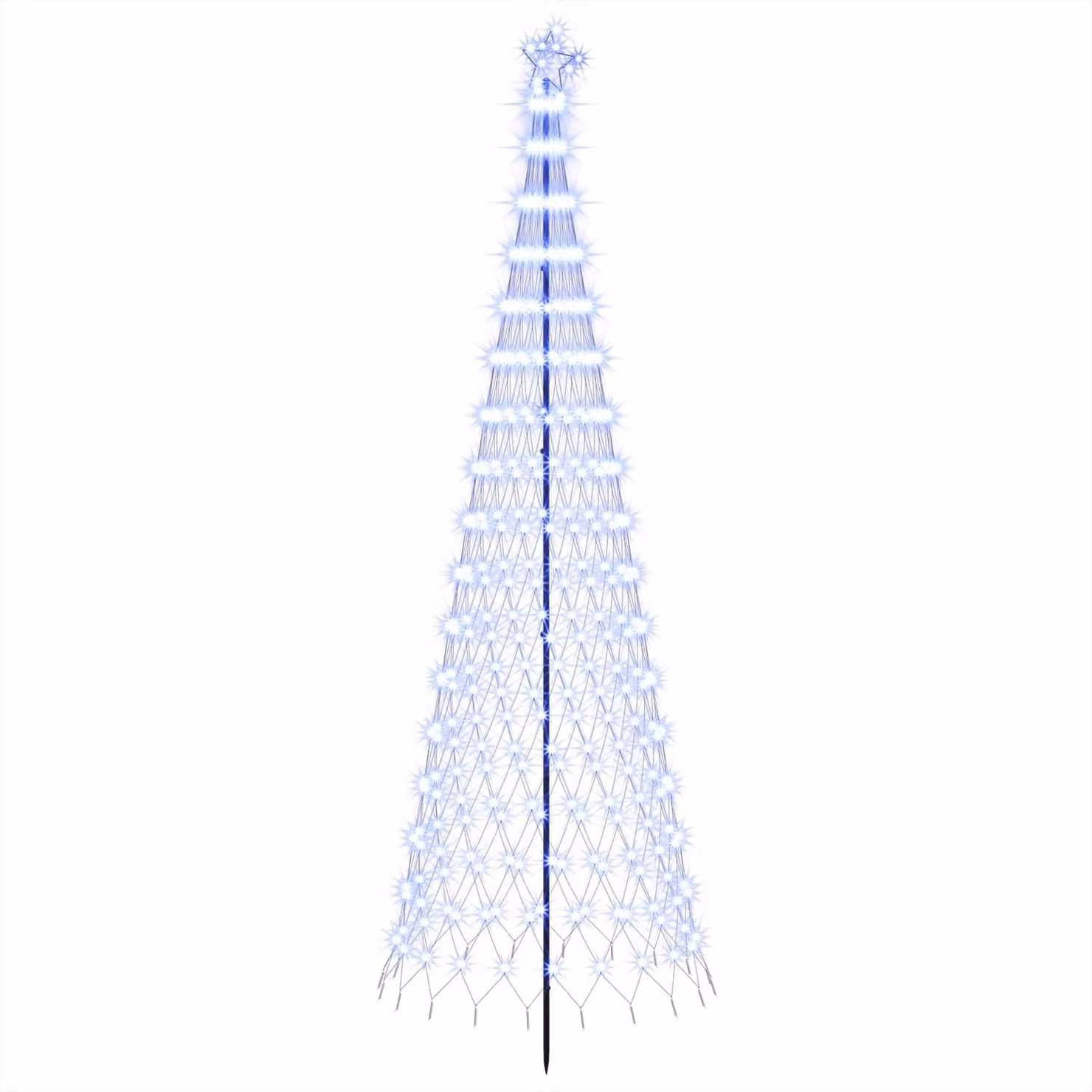 Albero di Natale a LED, 300 cm, 350 LED, colore blu, struttura in ferro, colore nero