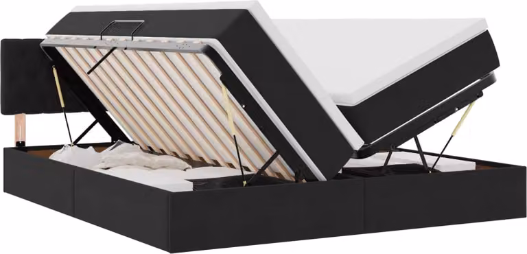 Letto con contenitore LED e materasso Nero 200 x 200 cm Velluto