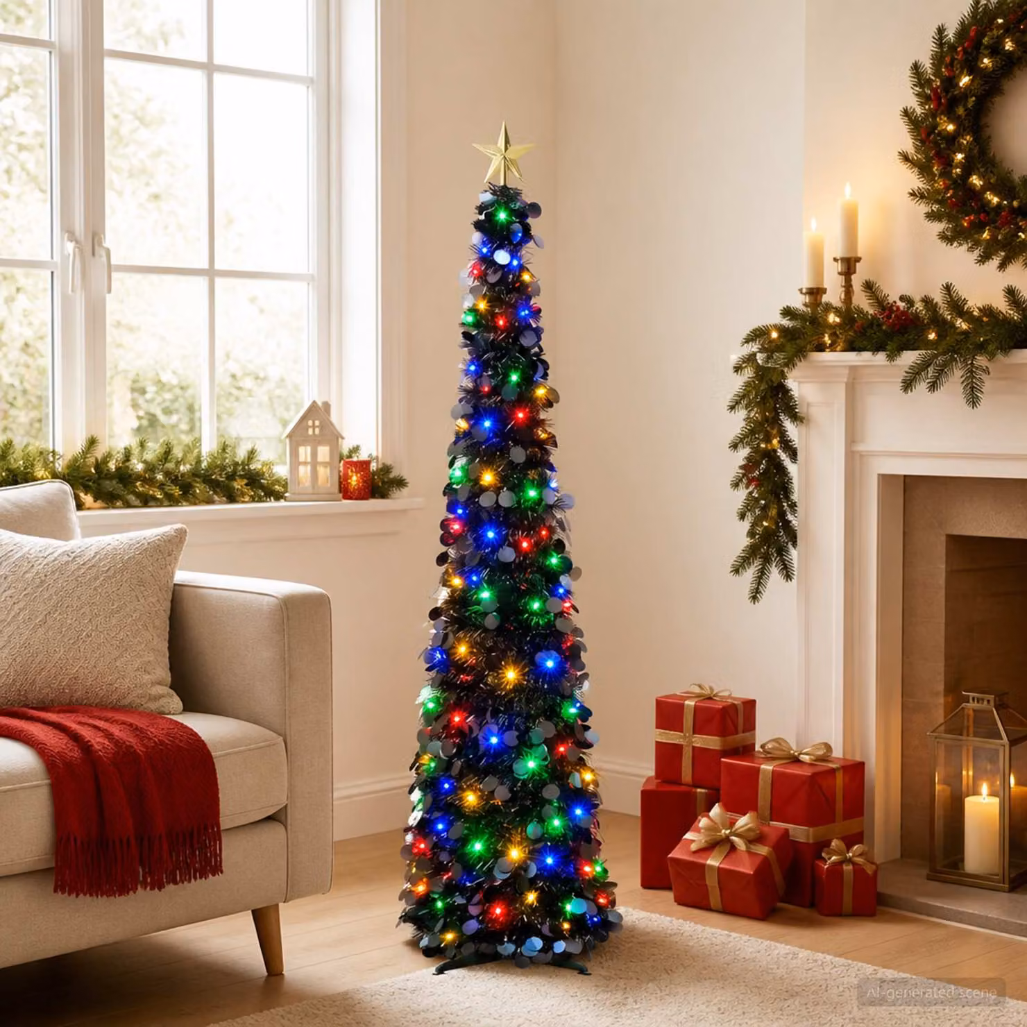 vidaXL Albero di Natale LED pop-up con stella 150 cm 50 LED PET Nero