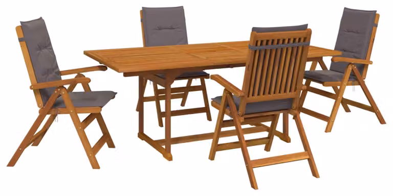 Set da esterno per giardino con ombrellone, composto da 6 sedie e un tavolo per 4 persone