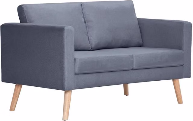 Divano | Divano da soggiorno | Sofa a 2 Posti in Tessuto Grigio Scuro