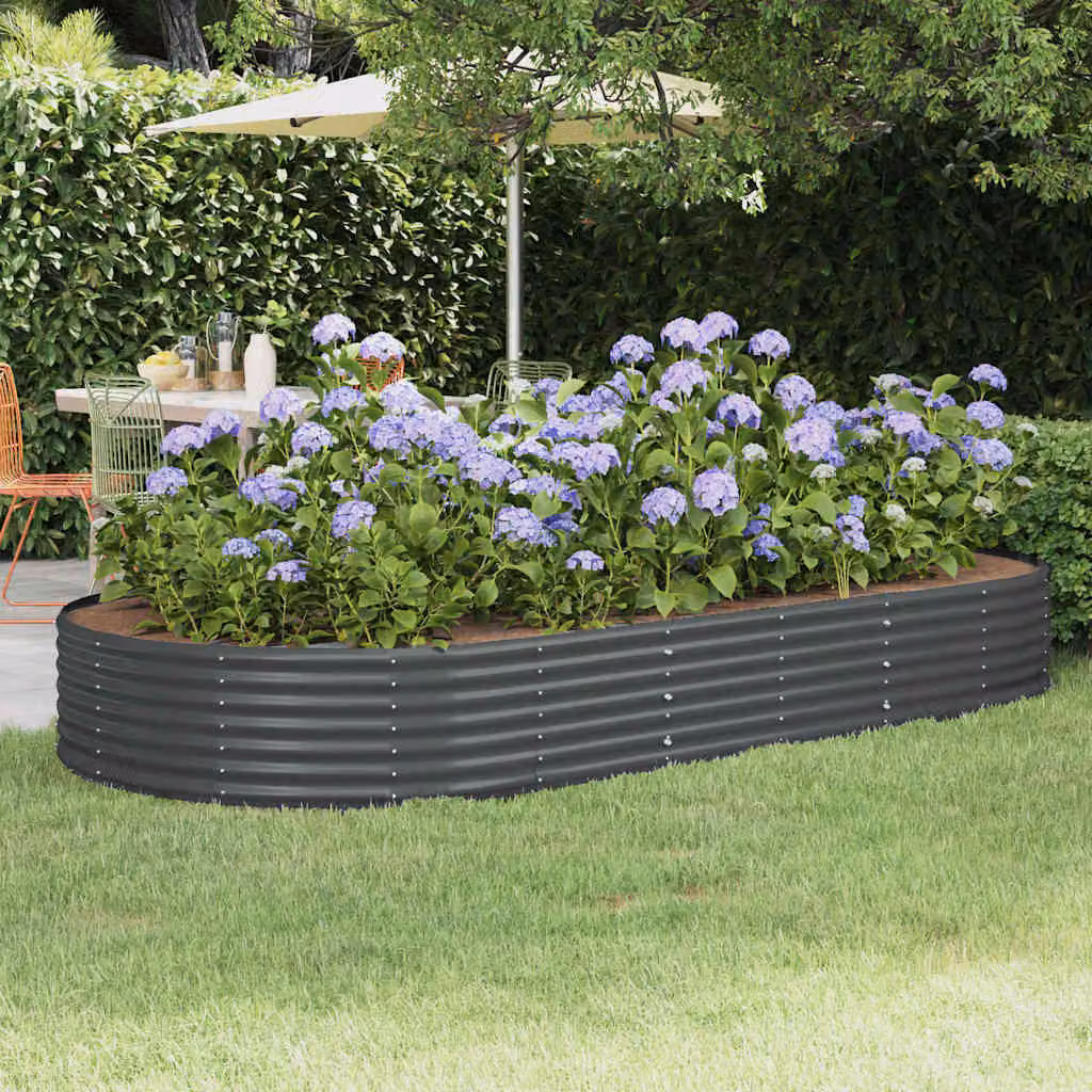 Letto rialzato da giardino vidaXL in acciaio zincato antracite L: 296 cm, P: 140 cm, H: 36 cm