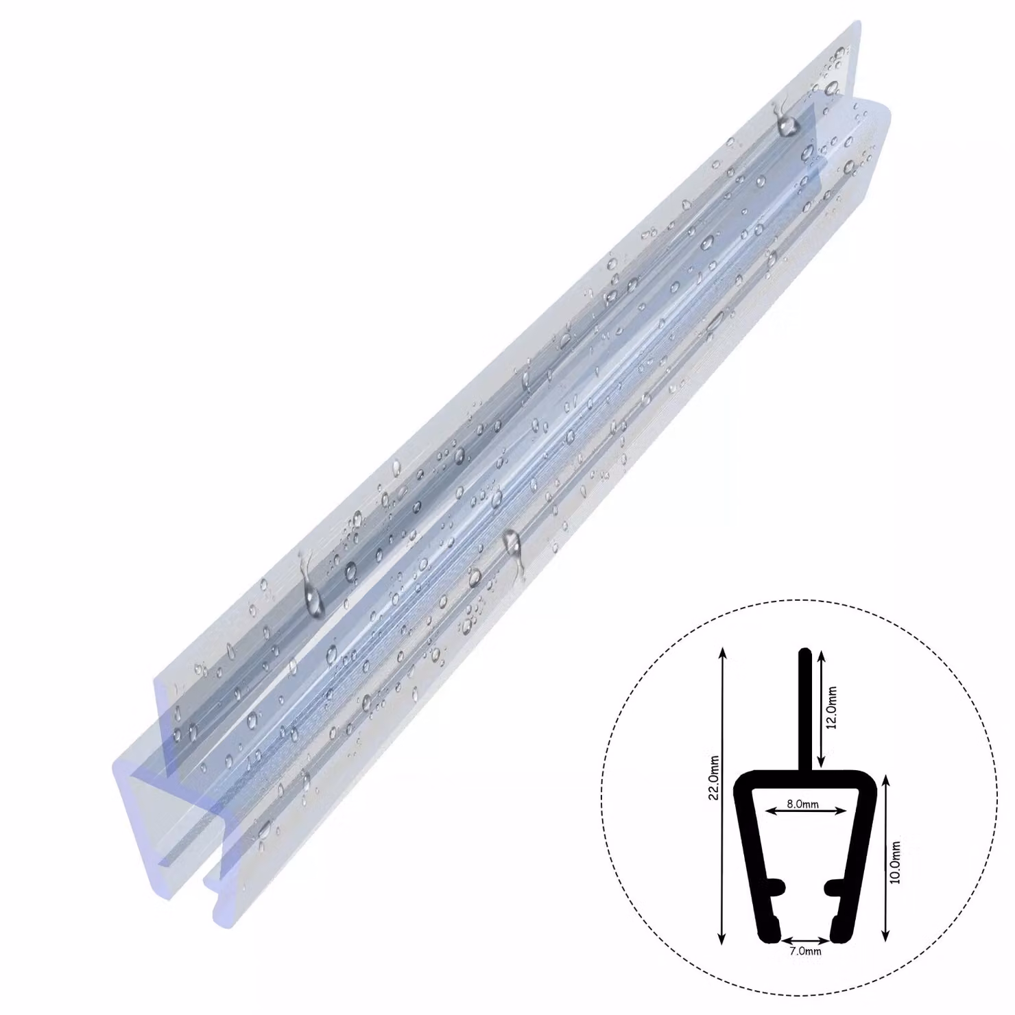 Guarnizione doccia D22 7-8mm 40cm Guarnizione porta doccia Guarnizione di ricambio per box doccia