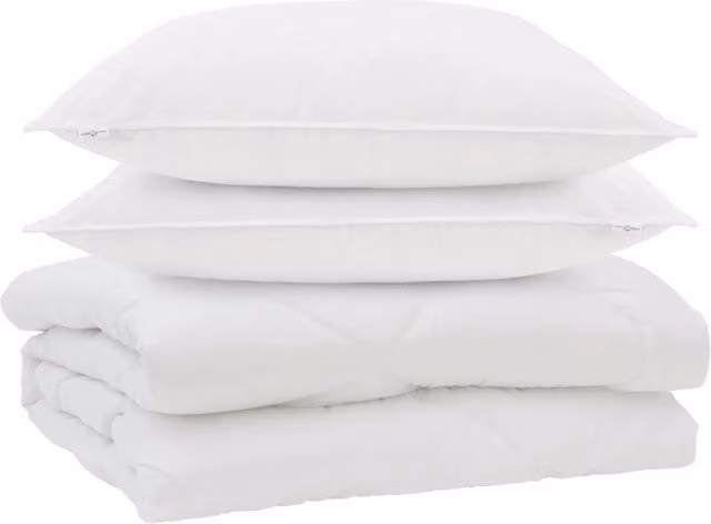 Set di 3 pezzi composto da piumone e cuscini in microfibra traspirante bianco per adulti