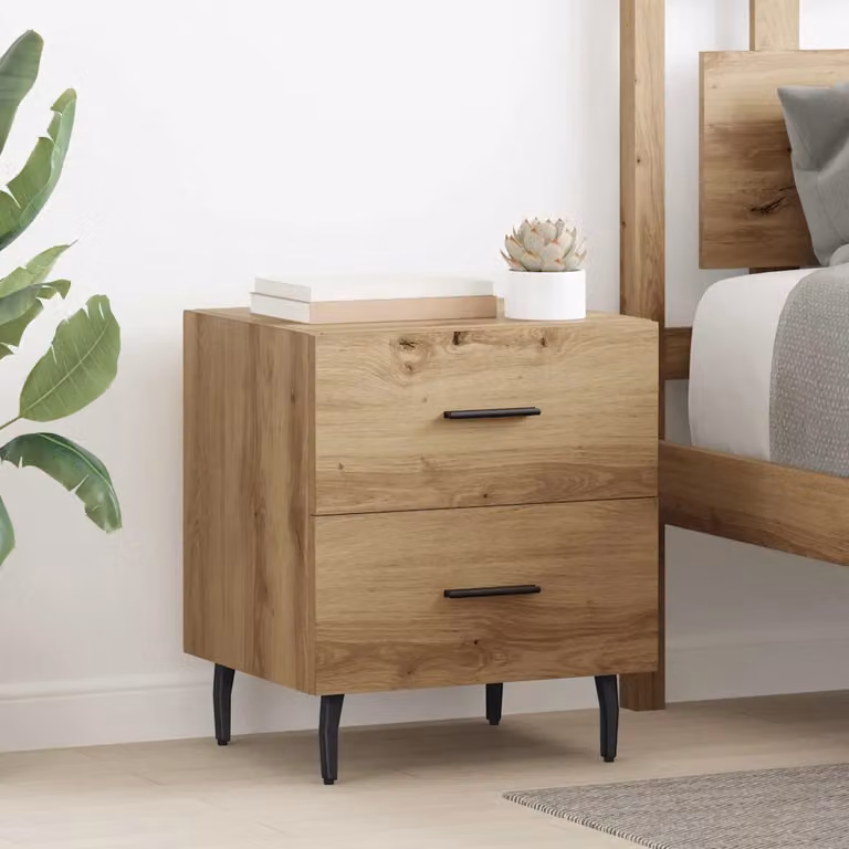 Armadio da notte vidaXL in stile rustico color rovere, L 40 cm x P 35 cm x H 47,5 cm