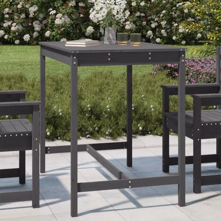 Maison Exclusive - Tavolo da giardino grigio 121x82,5x110 cm in legno massello di pino