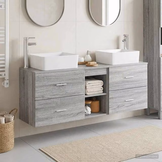 Set di Armadi da Bagno 3 pz Sonoma grigio 136 x 35 x 80 cm 3405856