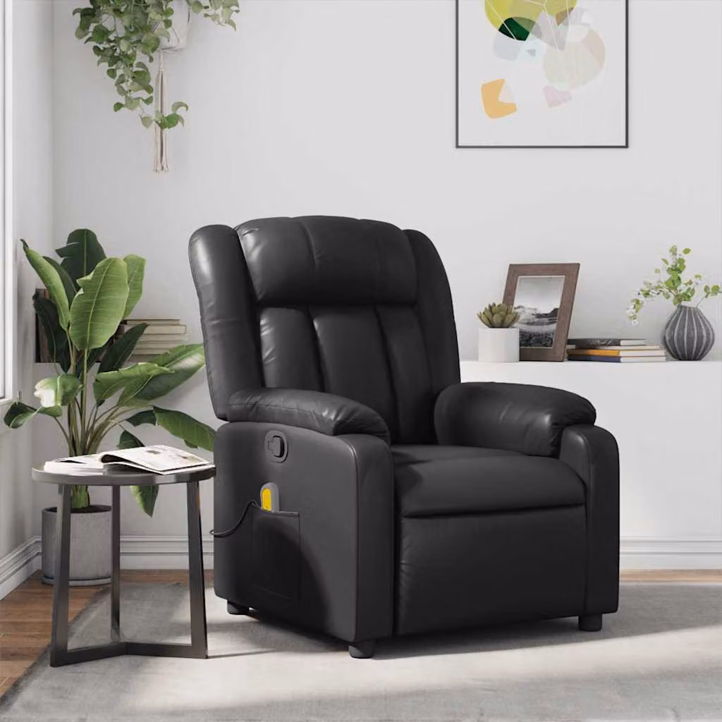 vidaXL Poltrona Relax Reclinabile Moderna in Similpelle Nera con Braccioli