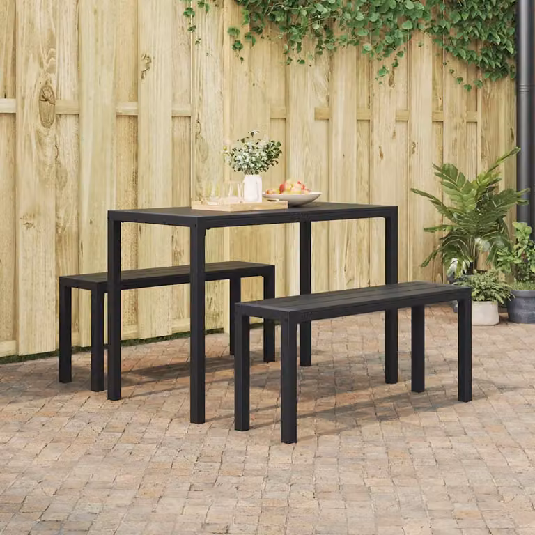 vidaXL Set da Pranzo per Giardino e Terrazzo 3 pz in Acciaio Inox Antracite Matt