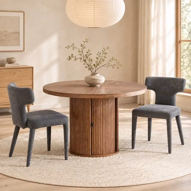 Set di 2 sedie da pranzo MIVRAY moderne in tessuto grigio con schienale a T e gambe in metallo