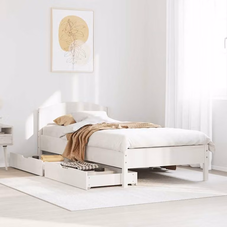 Letto senza materasso vidaXL in legno massello di pino bianco L: 195,5 cm, L: 74,5 cm, H: 80,5 cm