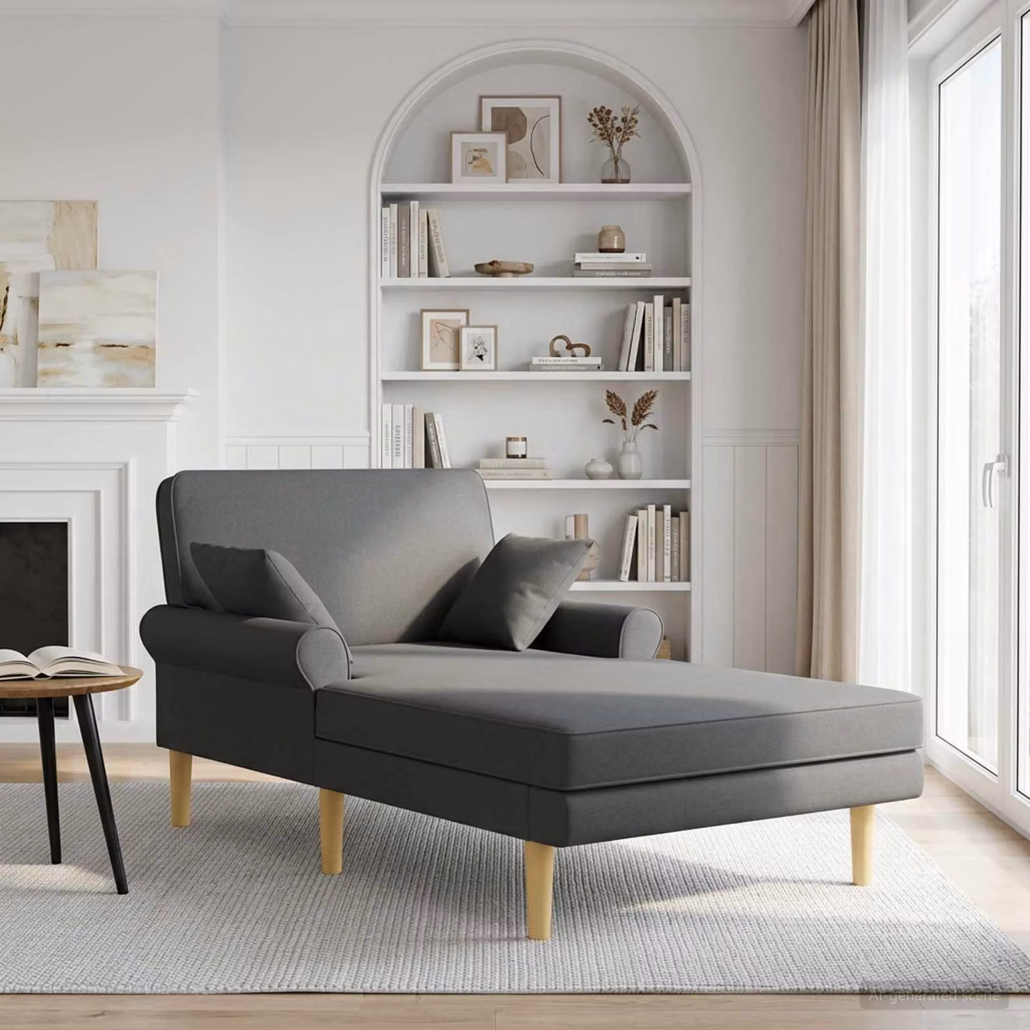 Chaise longue moderna vidaXL in tessuto grigio con cuscini inclusi e coperture rimovibili L/P/H: 174 x 106 x 86 cm