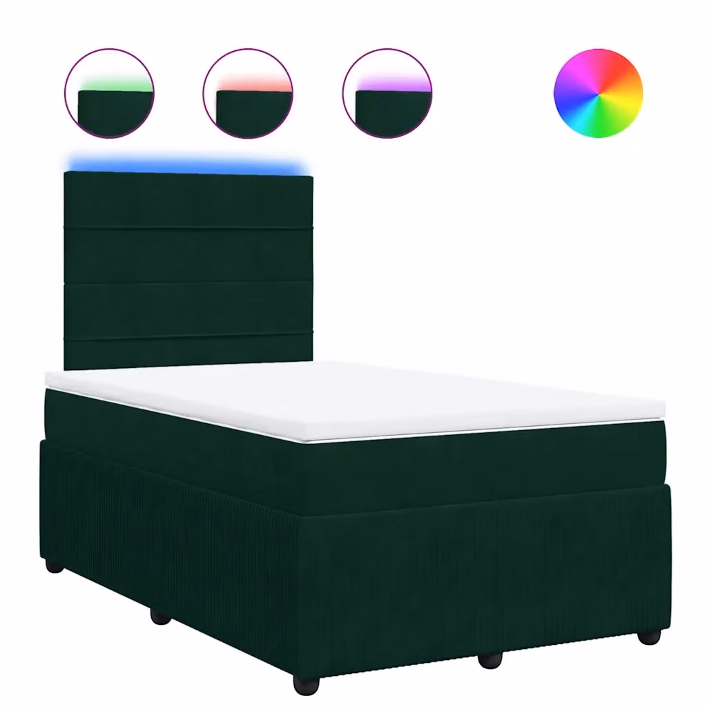 Giroletto a Molle con Materasso vidaXL in Velluto Verde e Bianco L/P/H: 120 x 200 x 150,5 cm – 2