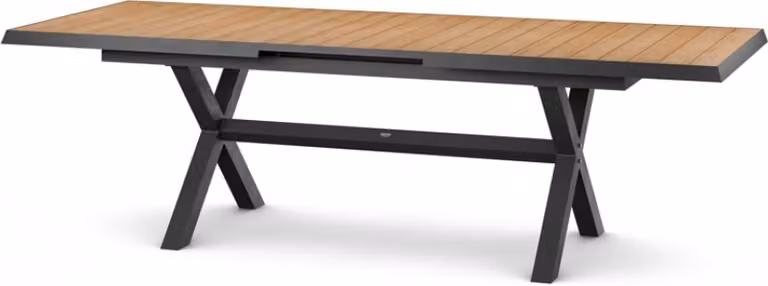 Tavolo da pranzo Siena Garden Sincro 200x100 cm - Alluminio (antracite opaco) e teak