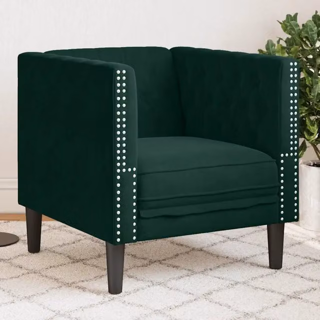 Poltrona Chesterfield vidaXL in Velluto Grigio o Verde con Braccioli