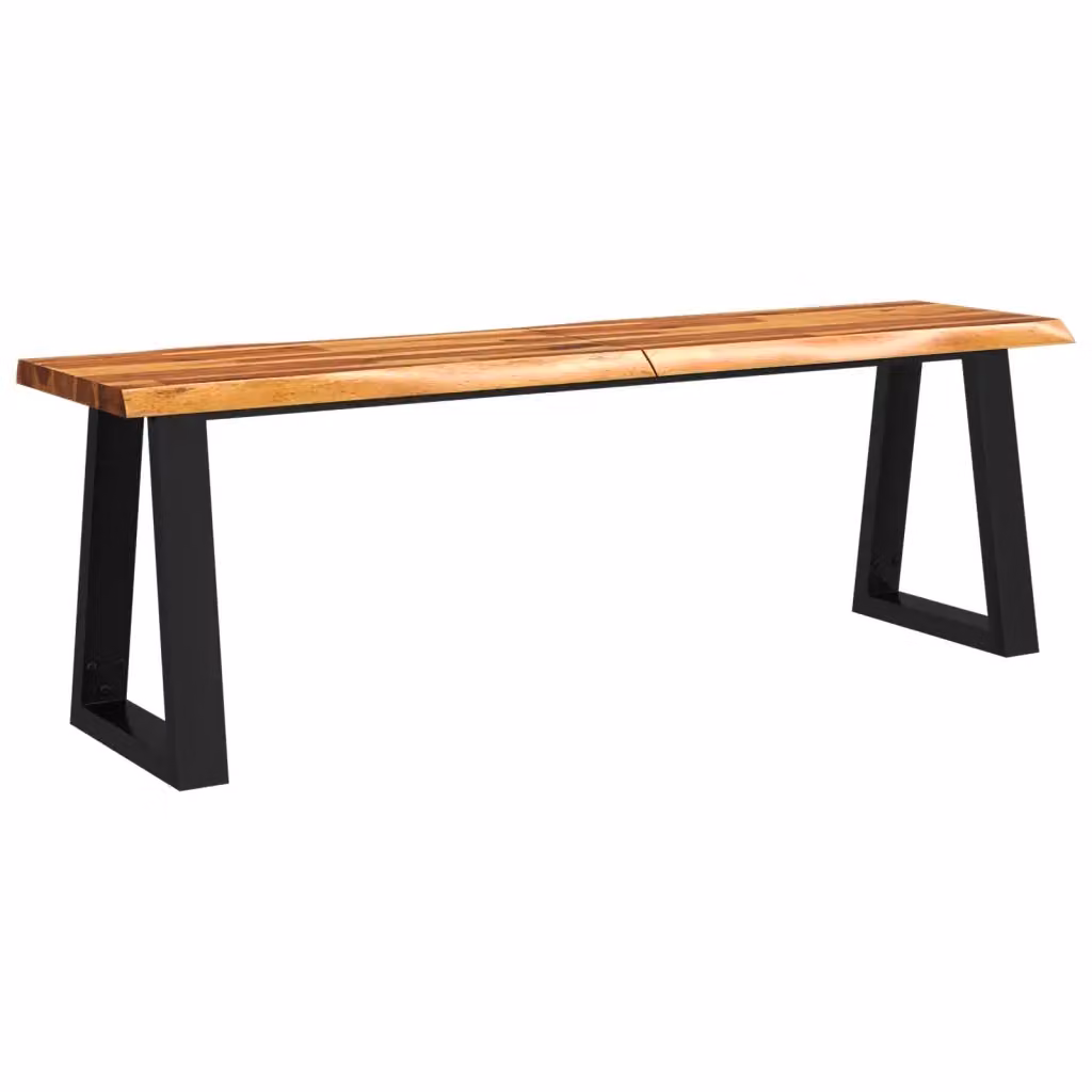 Panca con Bordi Vivi Design Mania in Legno Massello di Acacia e Metallo, Marrone, L: 140 cm, P: 45 cm, H: 35 cm – 2