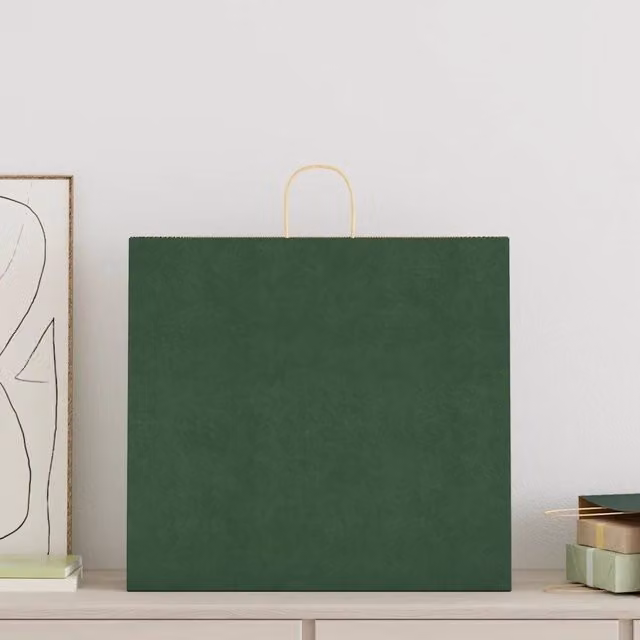 Sacchetti di carta con manici verdi vidaXL, confezione da 250 pezzi, L: 54 cm, P: 15 cm, H: 49 cm