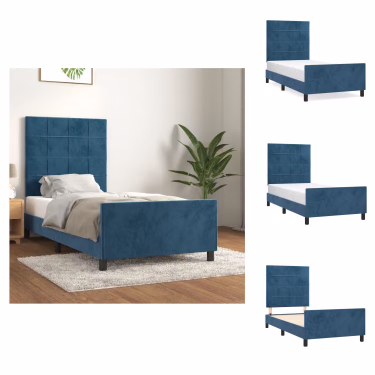 vidaXL Letto con testiera in velluto blu scuro 90x190 cm - Letti & Reti