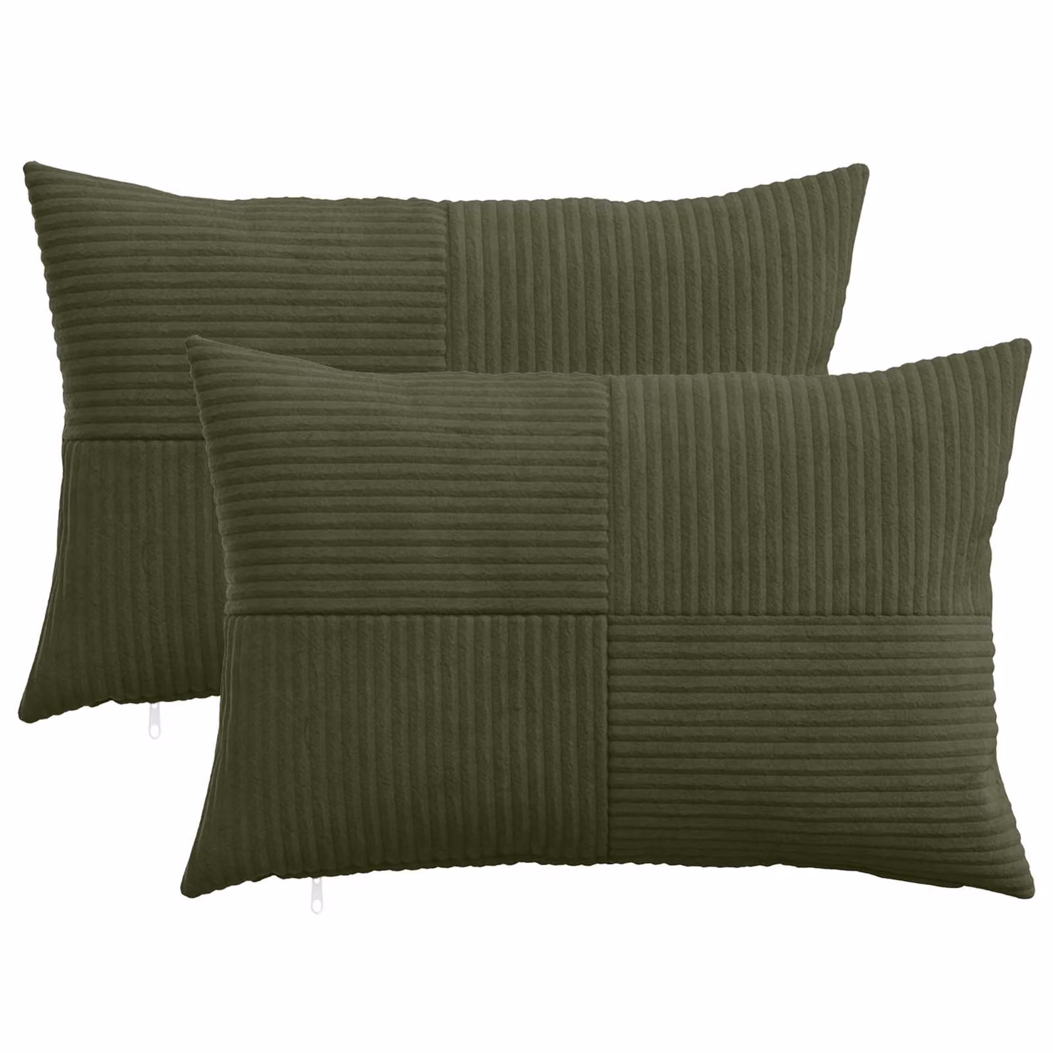 Set di 2 federe vidaXL ALMELO in velluto a coste verdi, L 40 cm x P 60 cm