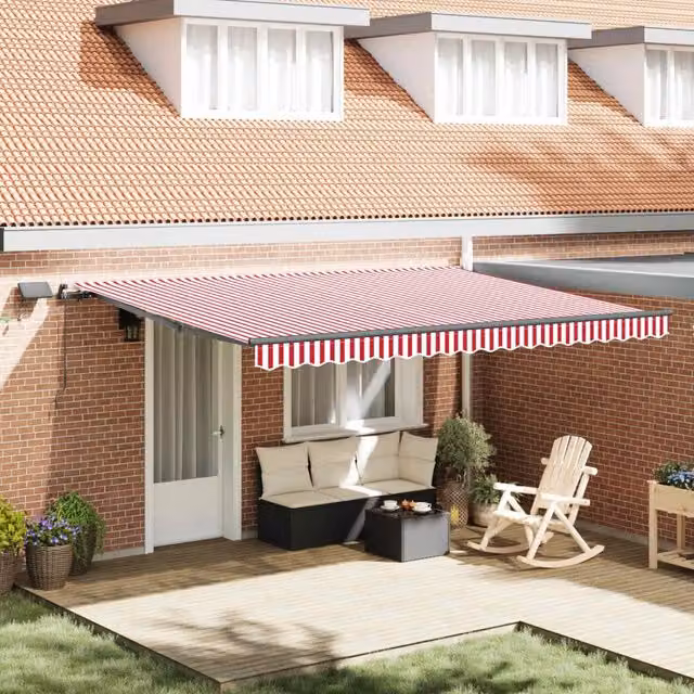 Tenda retrattile Rosso e Bianco 450 × 300 cm 3330918