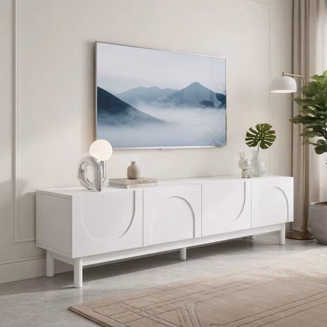 Lowboard bianco in MDF e truciolare lungo 169 cm