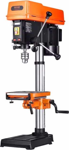 Trapano a Colonna da Banco 750W DP30016B-VS Velocità Regolabile 340-2200 Giri/min Piano Inclinabile 0-45° per Legno e Metallo