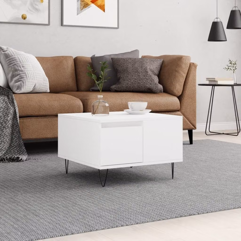 Maison Exclusive - Tavolino bianco 55x55x36,5 cm Materiale ligneo