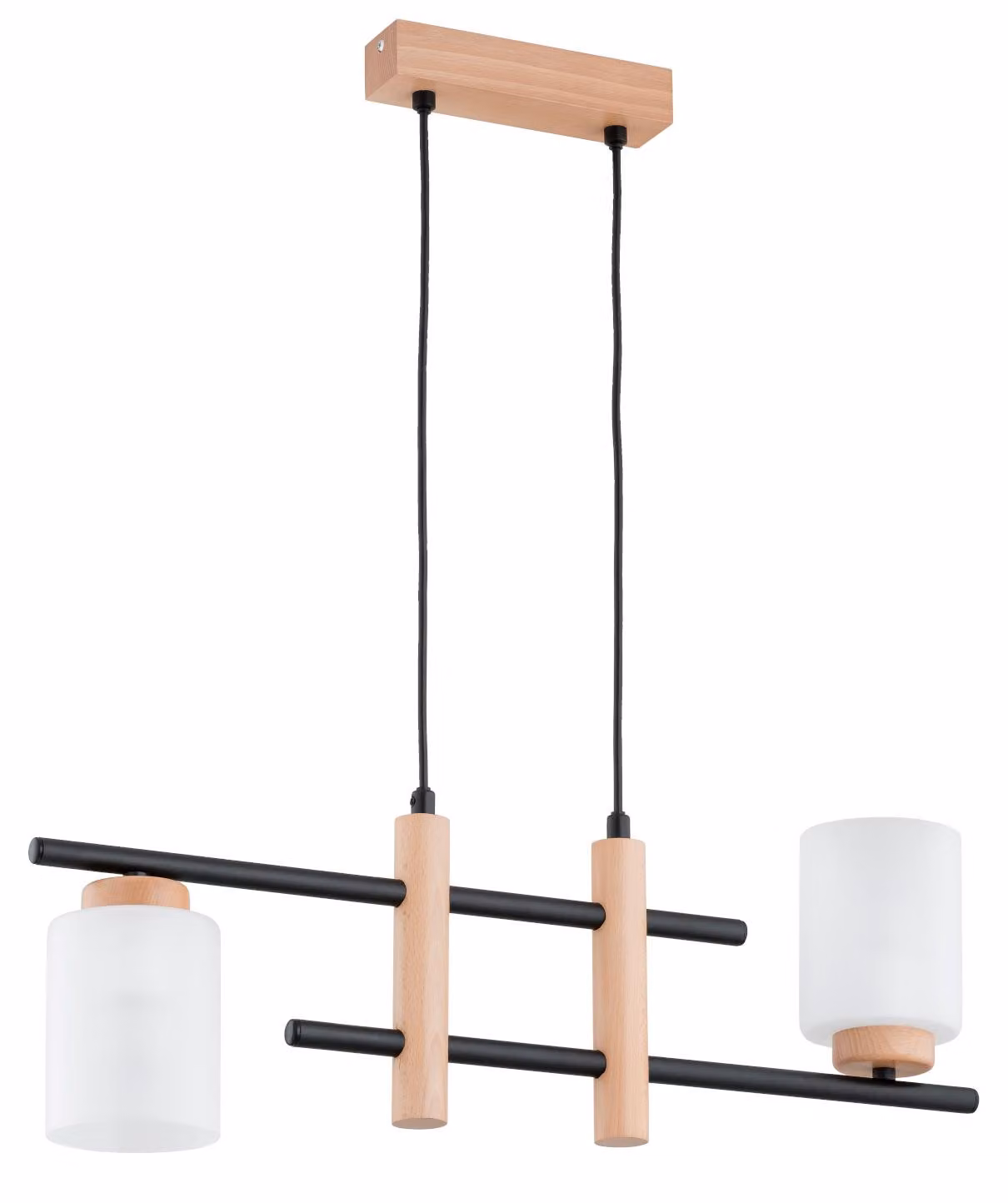 Lampada a sospensione ARYSTO in legno chiaro, nero e bianco, 2xE27x15W, legno, dimensioni: 75x62x14 cm, IP20, Alfa