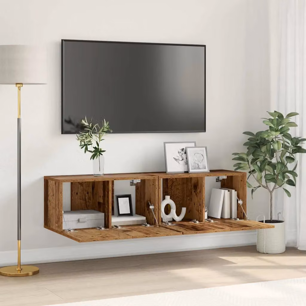 Set di 2 mobili TV moderni vidaXL in legno ingegnerizzato marrone per soggiorno L/P/H: 60 x 30 x 30 cm