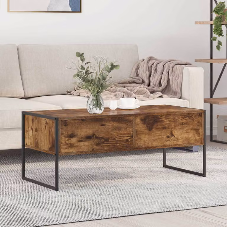 vidaXL Tavolino da salotto in stile industriale color quercia e marrone, L/P/H: 100 x 46 x 40 cm
