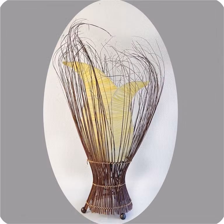 Lampada decorativa Lampada d'atmosfera Lampada asiatica Lampada da terra Lampada da tavolo Lampada da tavolo Bali Asia TULPE piccola 60 cm, bianco