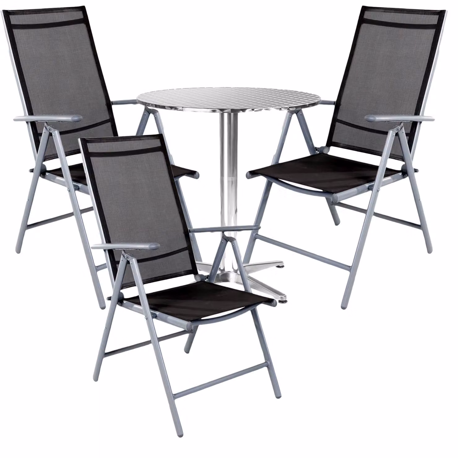 Set di sedute da bistrot Set da bistrot 4 pezzi argento/antracite