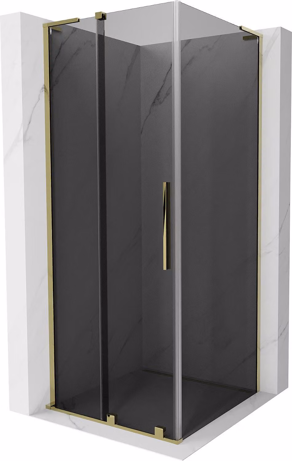 Mexen Velar L cabina doccia scorrevole 90 x 90 cm, grafite, oro - 871-090-090-43-50