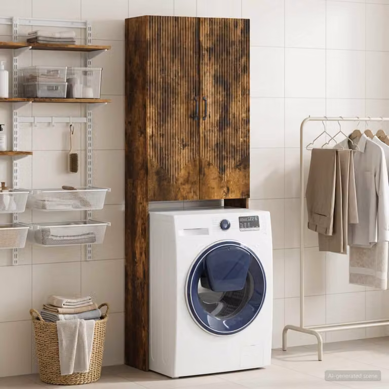 Mobiletto da bagno moderno vidaXL HOORN Rovere Fumo, L: 66 cm, P: 25,5 cm, H: 190 cm