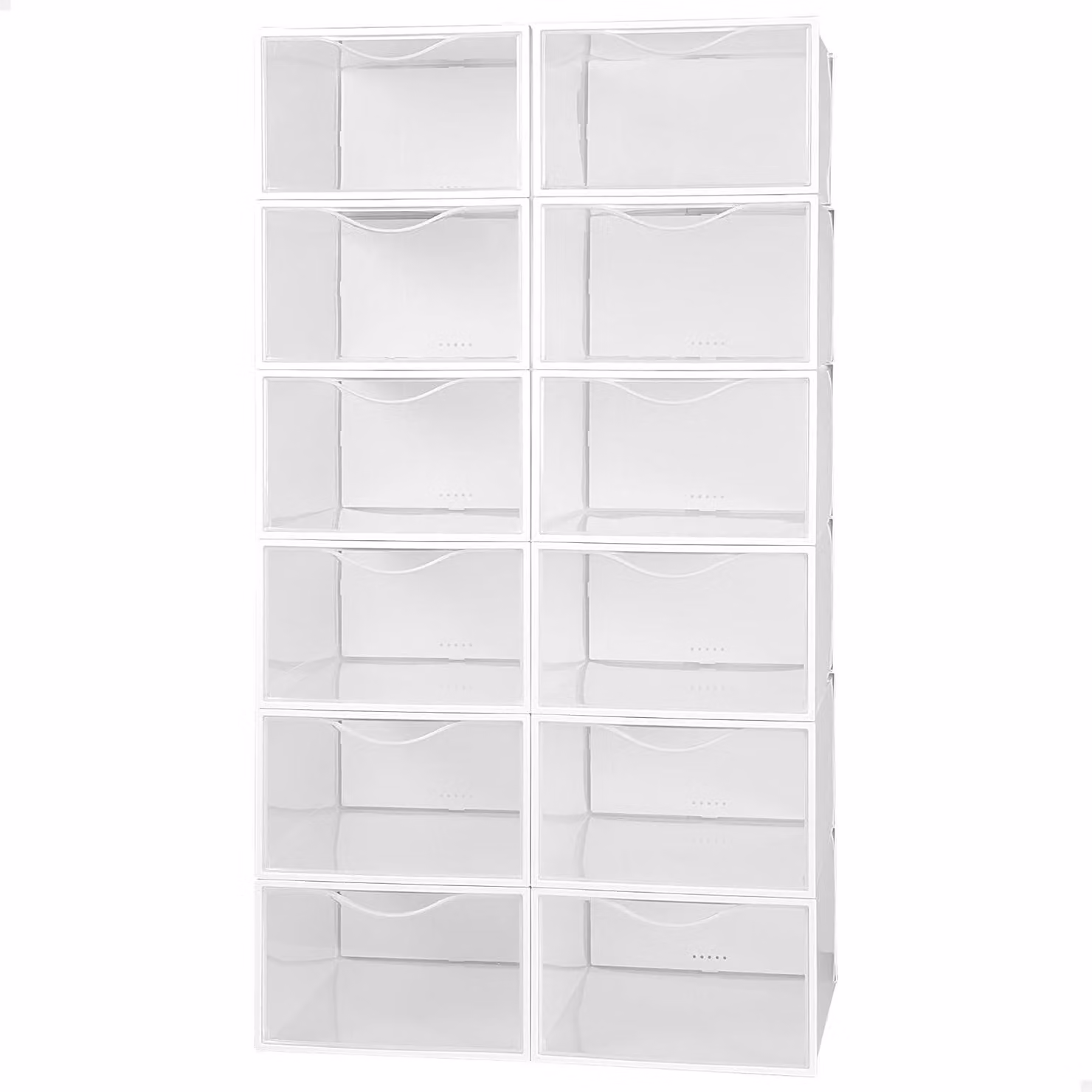 Scatole porta scarpe in plastica, 12 pezzi, trasparenti, dimensioni 23x33,5x14,5 cm, ideali per scarpe, per uso domestico