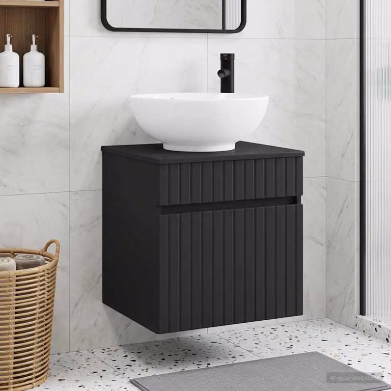 Mobile lavabo da parete vidaXL Nero L: 49 cm, P: 44,5 cm, H: 66,5 cm