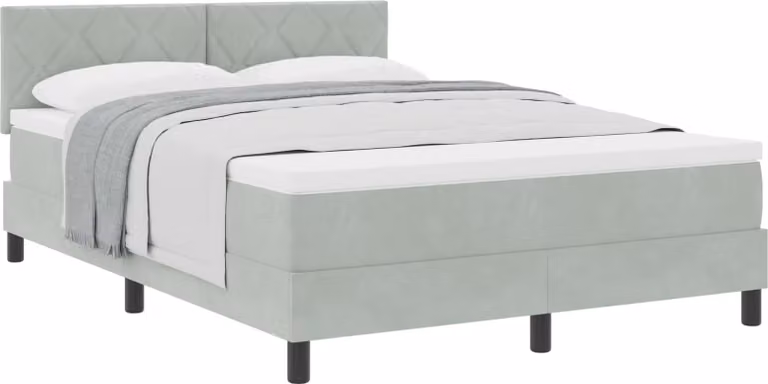 Letto a molle con materasso Grigio chiaro 140 x 190 cm Velluto