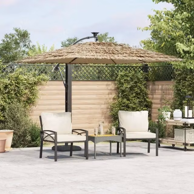 Ombrellone da giardino Videx con LED e palo in acciaio marrone L: 246 cm, P: 246 cm, H: 230 cm