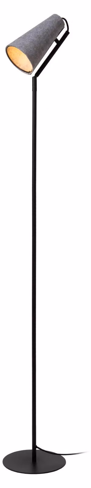 Lampada da terra minimalista nera e grigia con paralume conico in feltro per soggiorno e camera da letto, 152 cm, 1xE27, 40W, BENSEN Lucide