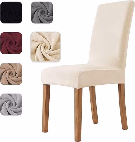 Set da 4 sedie da sala da pranzo di dimensioni ridotte, in velluto elasticizzato, universali, regolabili, antigraffio, beige